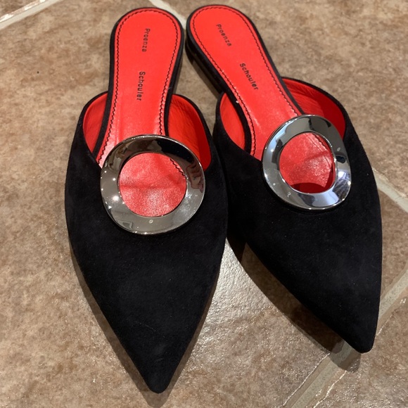 Proenza Schouler Shoes - Proenza Schouler Black Grommet Mules